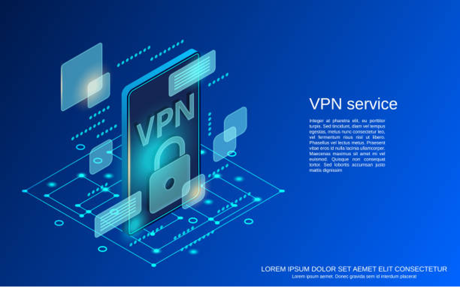 Digital VPN service security concept illustration