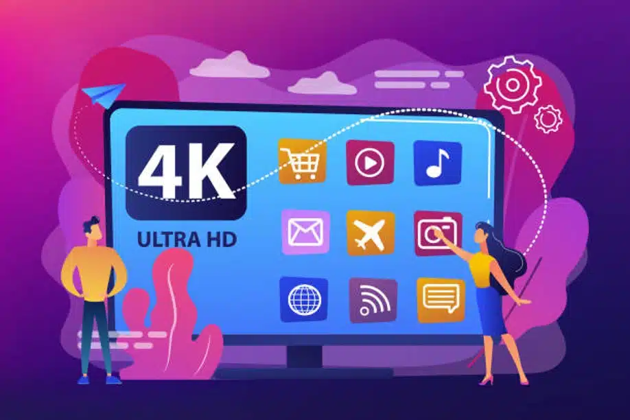 People using 4K smart TV interface