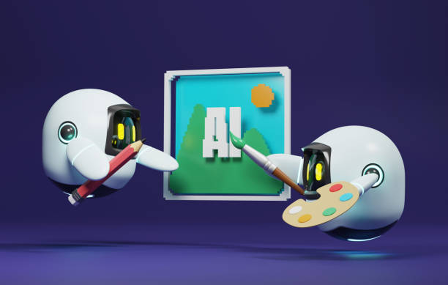 Robots painting digital AI artwork together
