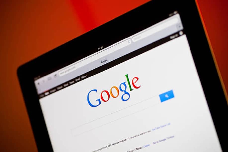 Tablet displaying Google search homepage