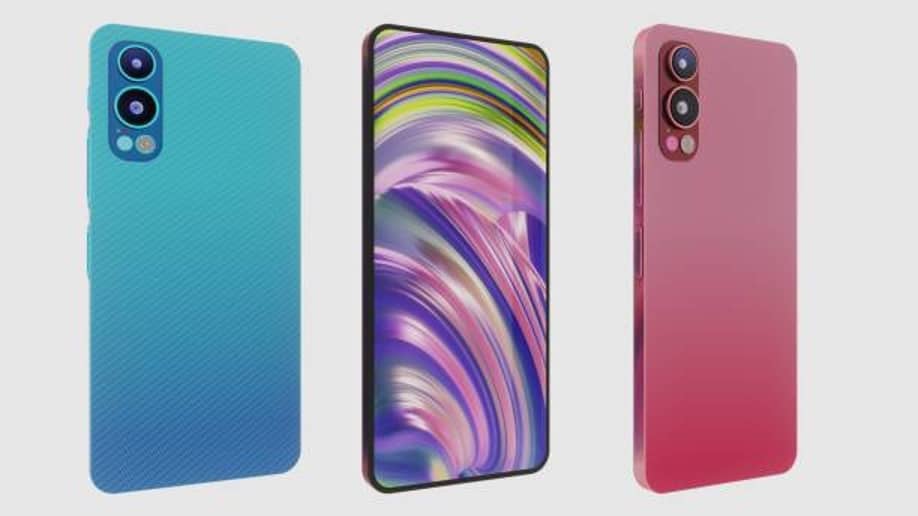 Colorful smartphones with gradient backs and display screen